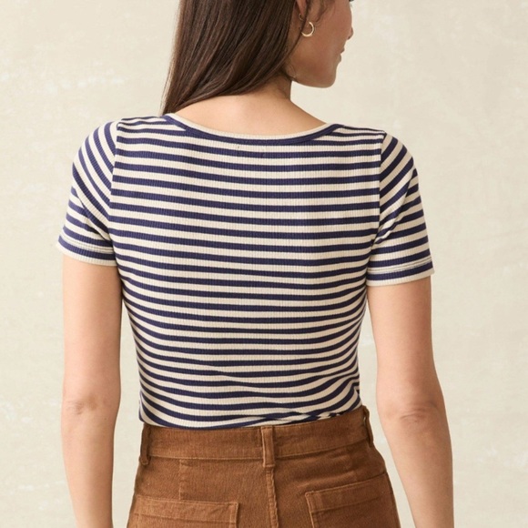 Fatherty Freestyle Rib Knit Tee Blue White Stripe Size M - Picture 3 of 10